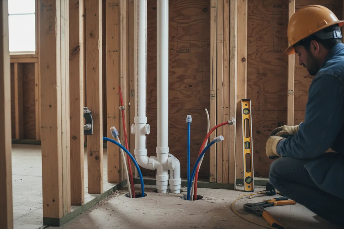 Drain and supply rough-in during Sump Pump Repair in Mercersburg