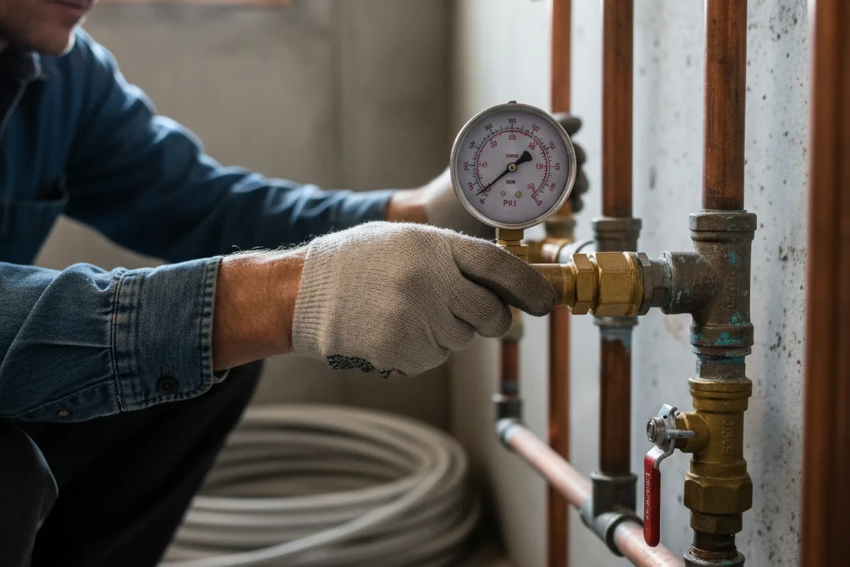Pressure testing a repaired line during Water Line Repair in Mercersburg